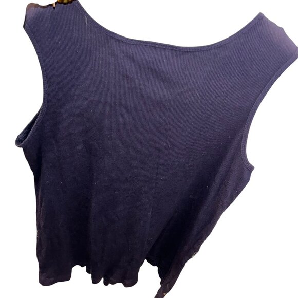 ashley stewart blue SWIFTIE all silver sequin ribbed tank top 18-20 - Picture 4 of 4